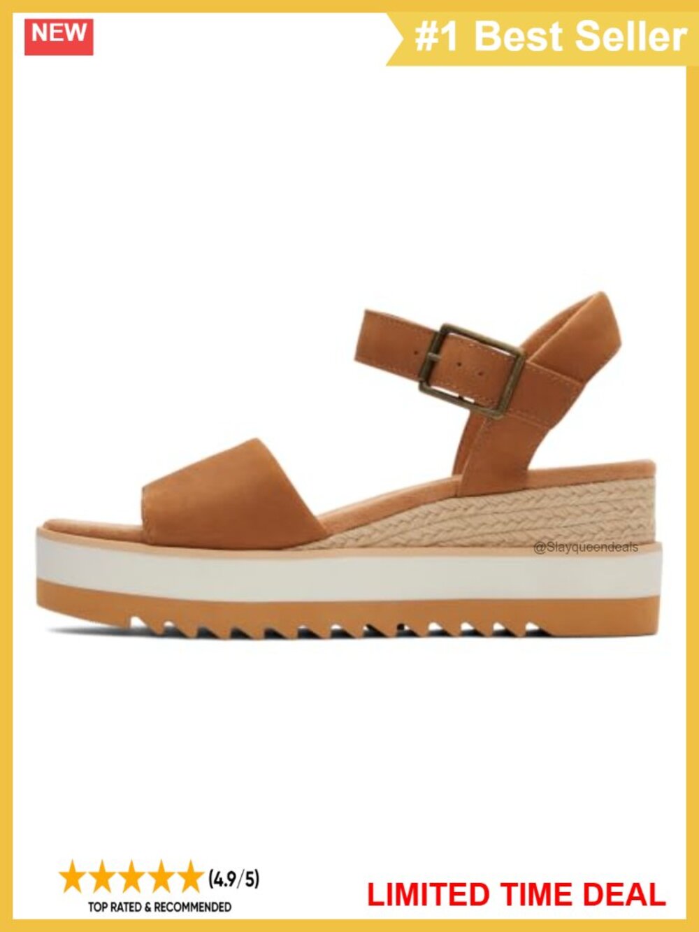 TOMS Diana Wedge Sandal Leather & Textile Upper CloudBound Insole